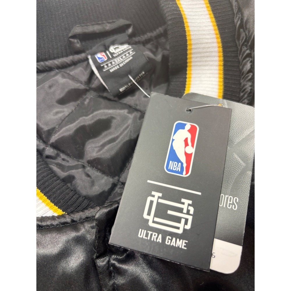 Los Angeles Lakers Satin Bomber Jacket NBA Men's Size 3XL Black Yellow - Picture 6 of 8